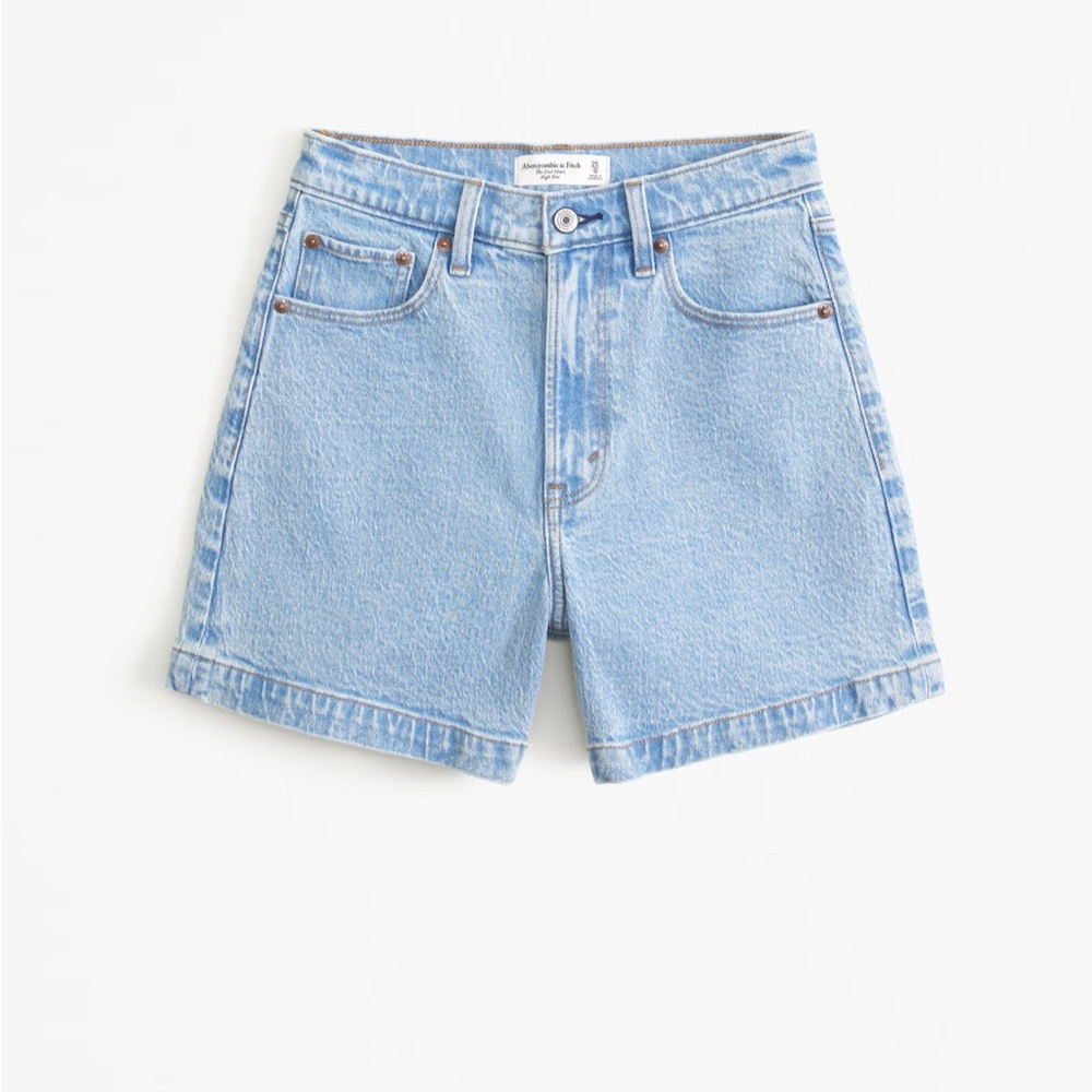 Abercrombie & Fitch High Rise Dad Shorts Mid Length Light Blue Jean Denim 29 8